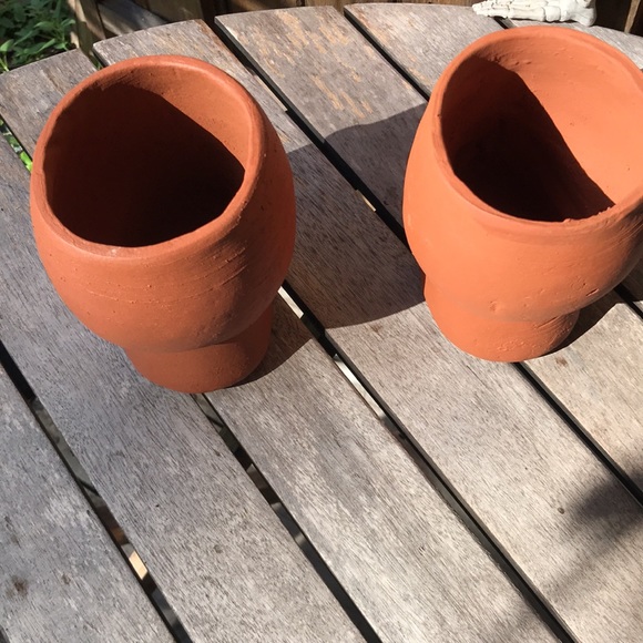 West Elm Spooky and Unique Handcrafted Terracotta Skull Vases - Set of 2 💀 - Picture 16 of 17